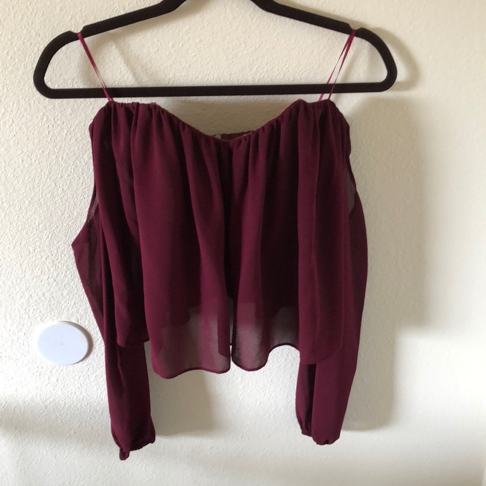 Women’s off the shoulder crop top Wine Size S